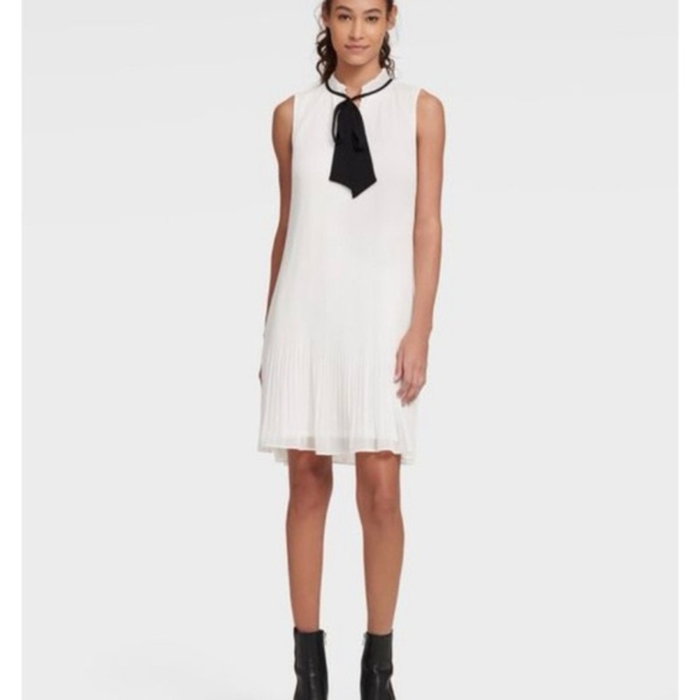 DKNY White Mini Dress with Black Accent